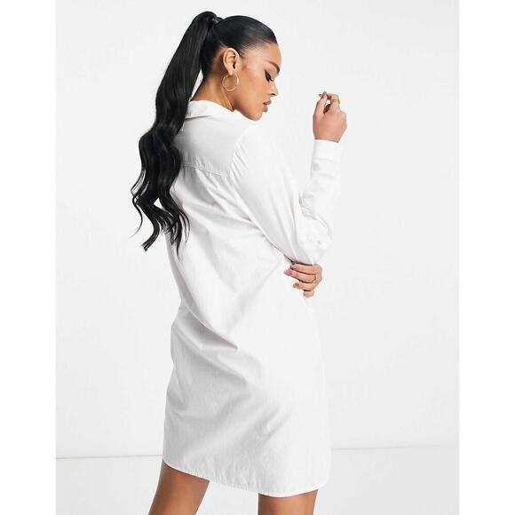 ASOS Design Cotton Mini Shirt Dress In White Size 6. NEW - Picture 2 of 13